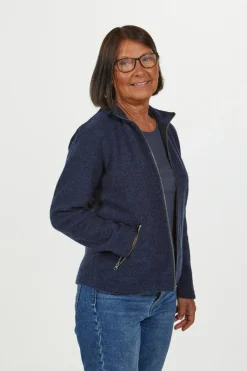 BELLA FULL ZIP, 60% FILTAD ULL, 40% LYOCELL — LICHEN GREEN