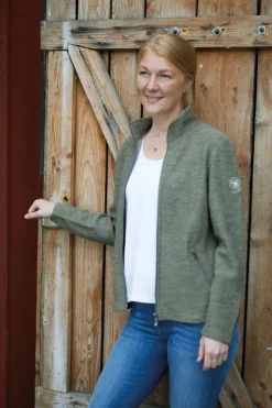 BELLA FULL ZIP, 60% FILTAD ULL, 40% LYOCELL — GRAPHITE MARL