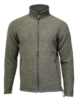 BRUNO FULL ZIP, 60% FILTAD ULL, 40% LYOCELL — LICHEN GREEN