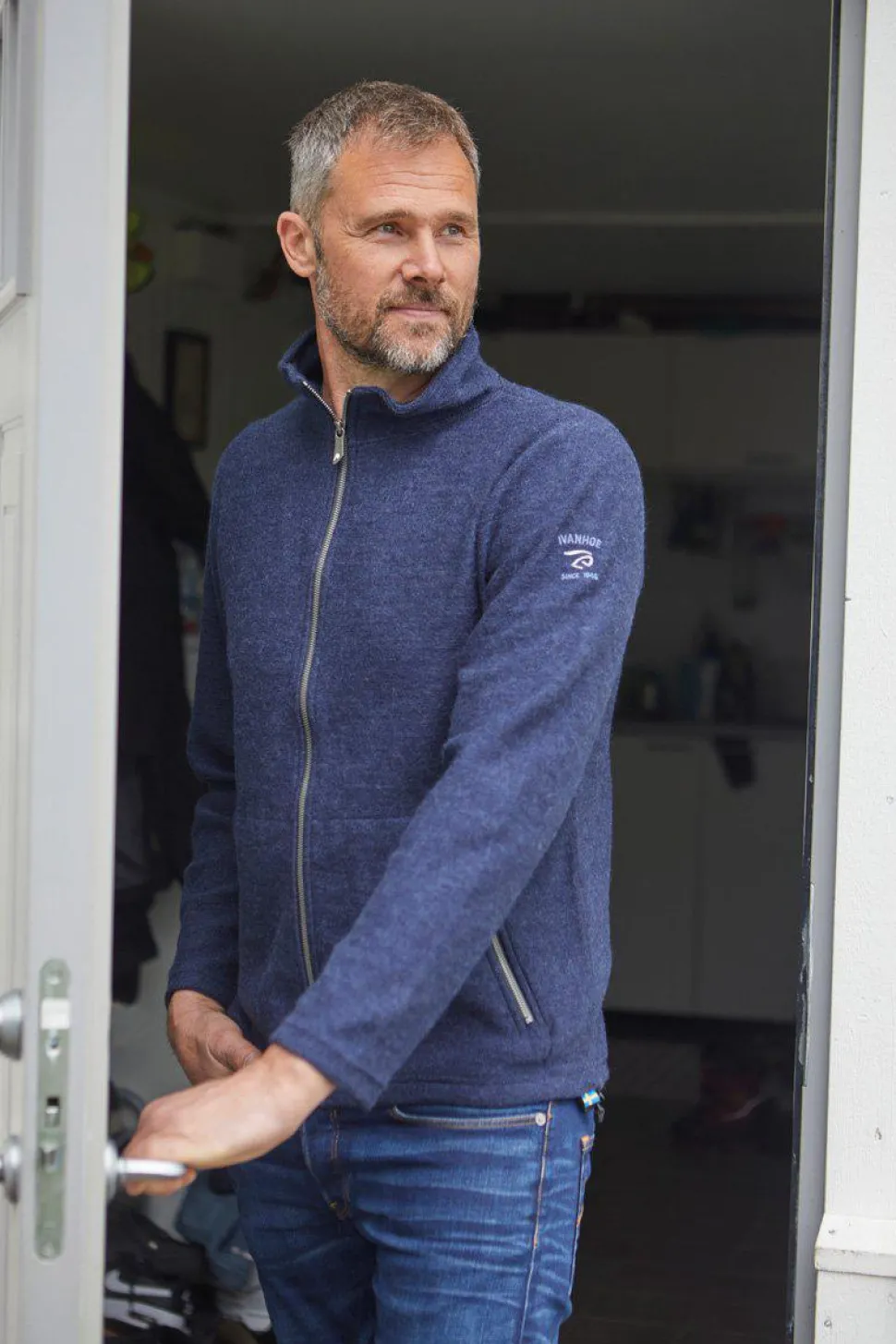 BRUNO FULL ZIP, 60% FILTAD ULL, 40% LYOCELL — STONE