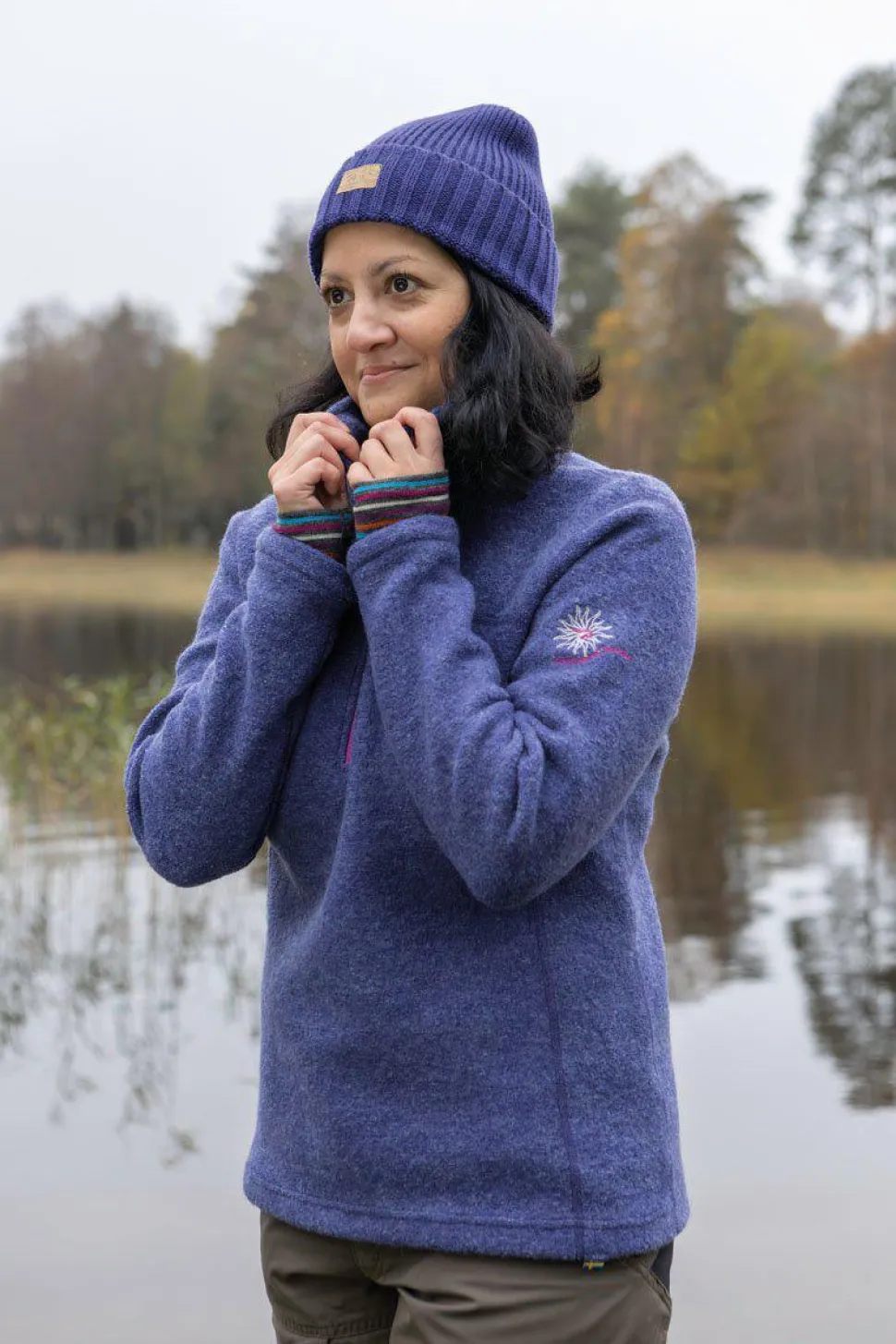 DINA HALF ZIP, 100% FILTAD ULL — PURPLE HAZE