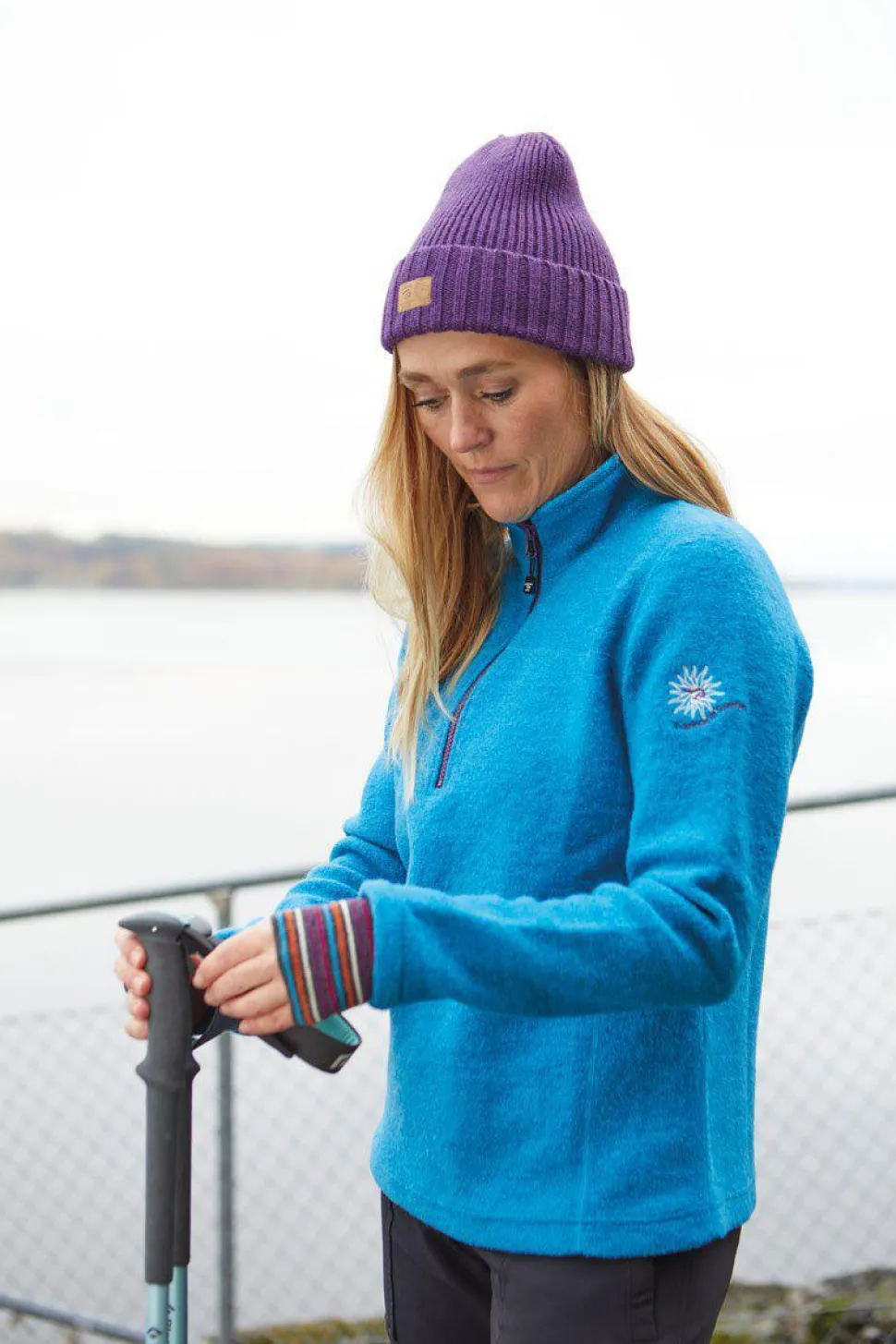 DINA HALF ZIP, 100% FILTAD ULL — GRAPHITE MARL