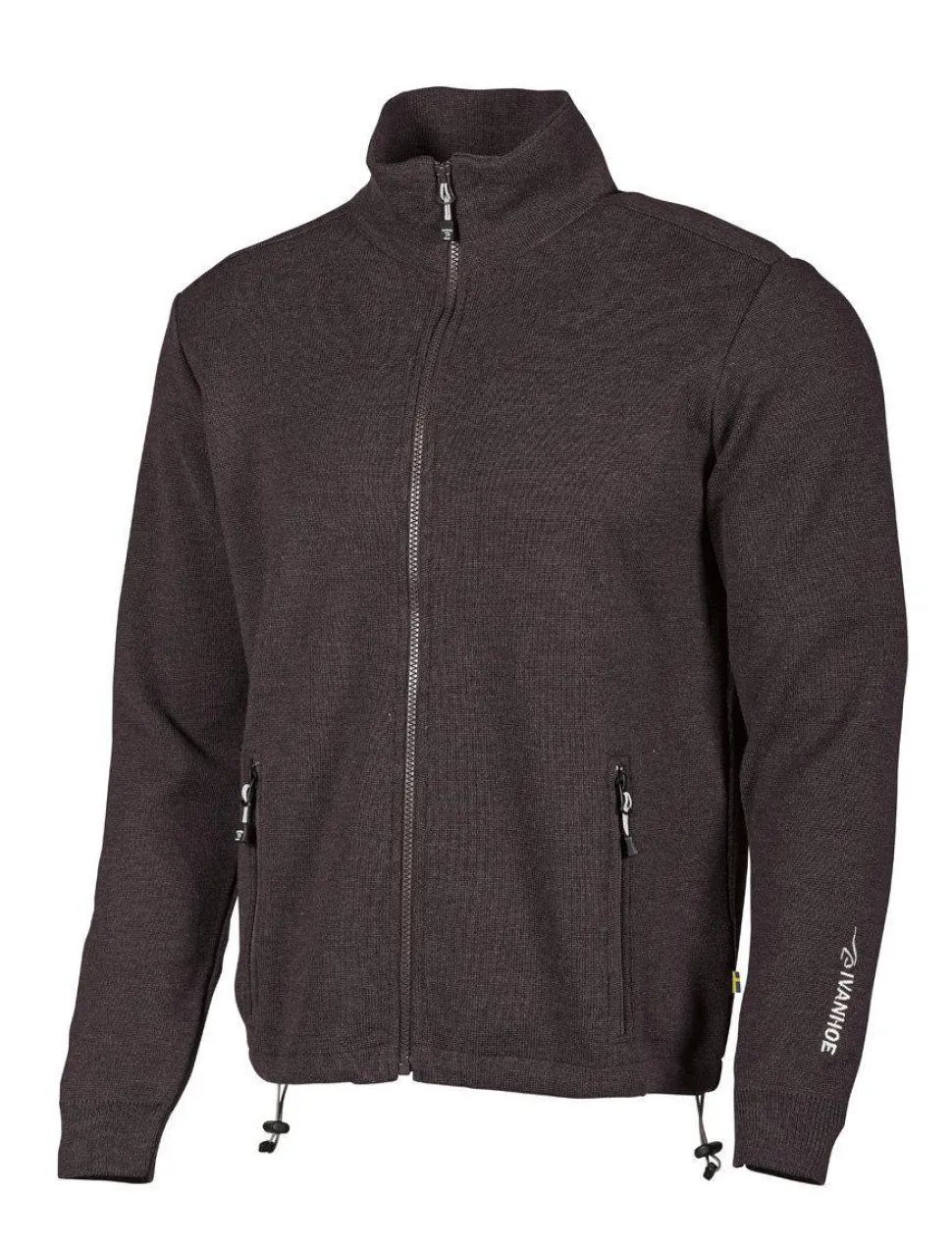 HADAR FULL ZIP, 100% EXTRA FINE MERINOULL — BLACK