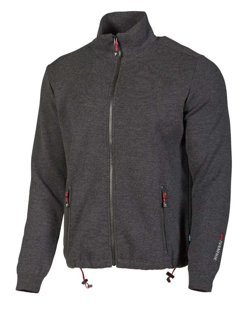 HADAR FULL ZIP, 100% EXTRA FINE MERINOULL — GRAPHITE MARL