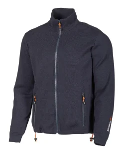 HADAR FULL ZIP, 100% EXTRA FINE MERINOULL — NAVY