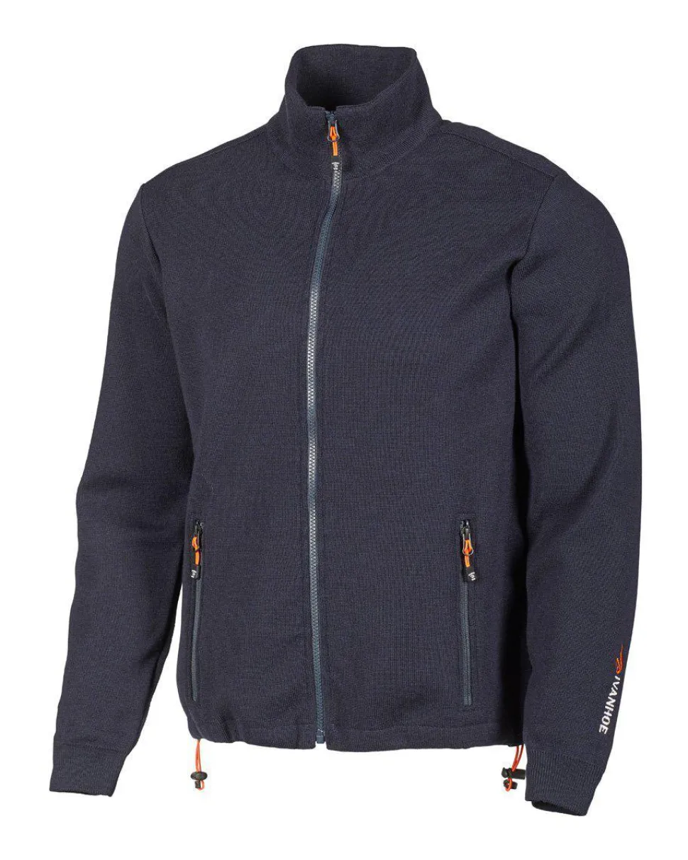 HADAR FULL ZIP, 100% EXTRA FINE MERINOULL — NAVY
