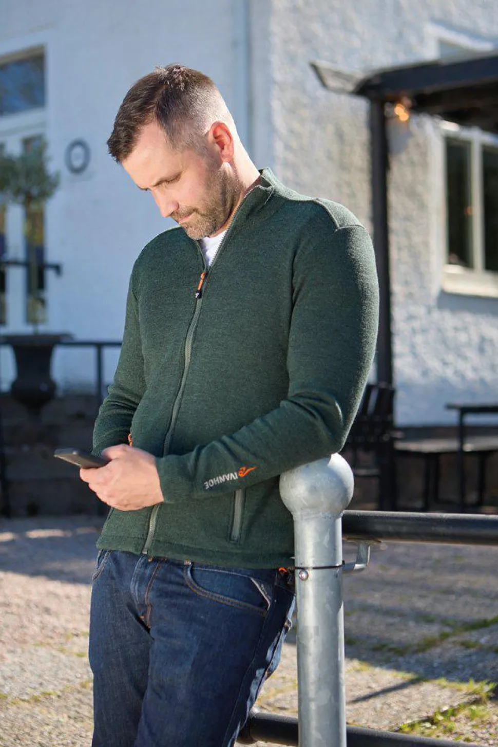 HADAR FULL ZIP, 100% EXTRA FINE MERINOULL — NAVY