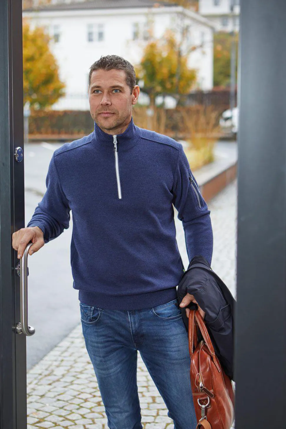 HADAR HALF ZIP, 100% EXTRA FINE MERINOULL — RIFLE GREEN