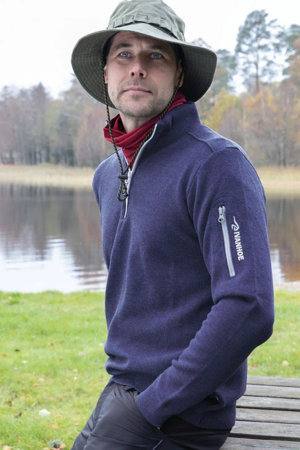 HADAR HALF ZIP, 100% EXTRA FINE MERINOULL — NAVY
