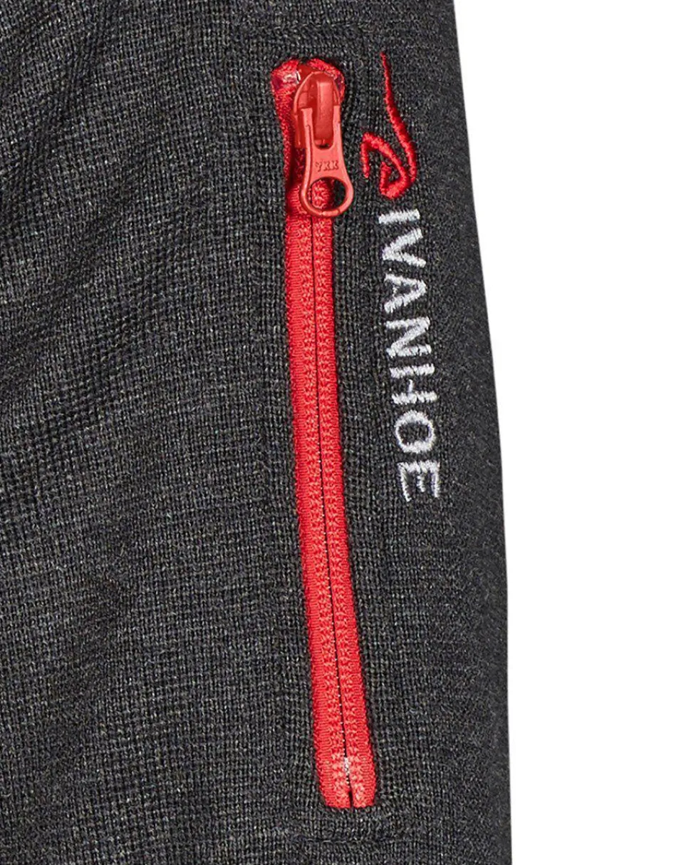 HADAR HALF ZIP, 100% EXTRA FINE MERINOULL — GRAPHITE MARL