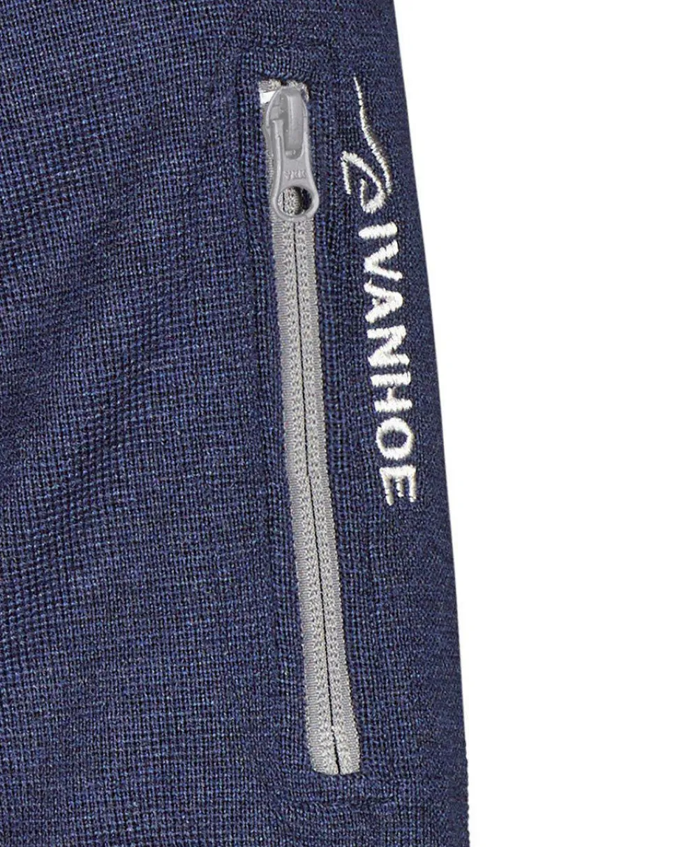 HADAR HALF ZIP WINDBREAKER, 100% EXTRA FINE MERINOULL — STEELBLUE