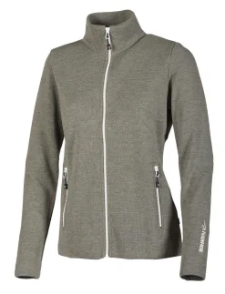 HEDDA FULL ZIP, 100% EXTRA FINE MERINOULL — LICHEN GREEN