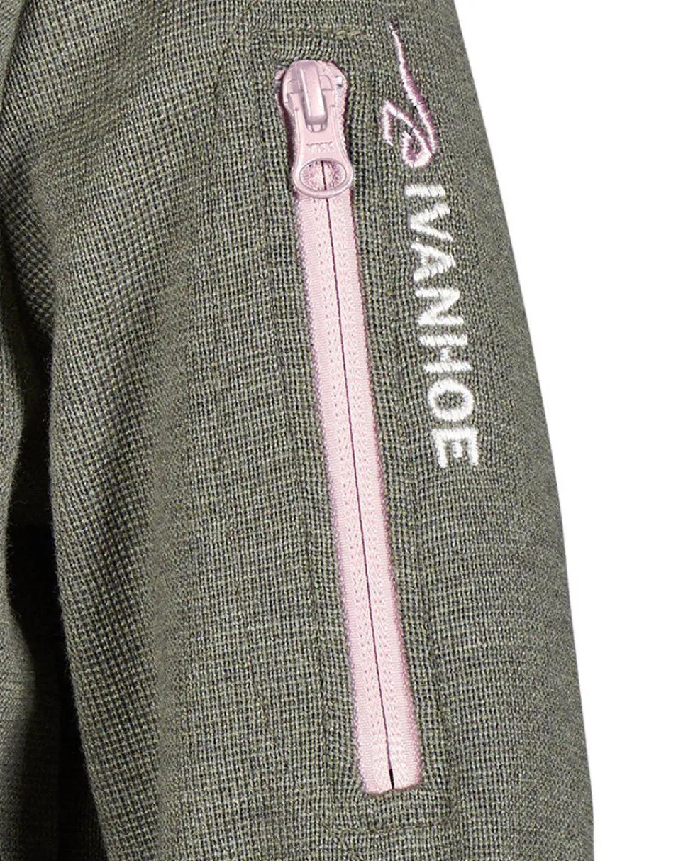 HEDDA WINDBREAKER, 100% EXTRA FINE MERINOULL — LICHEN GREEN