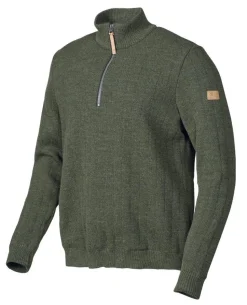 HUGO HALF ZIP, WINDBREAKER, 100% ULL — LODEN GREEN