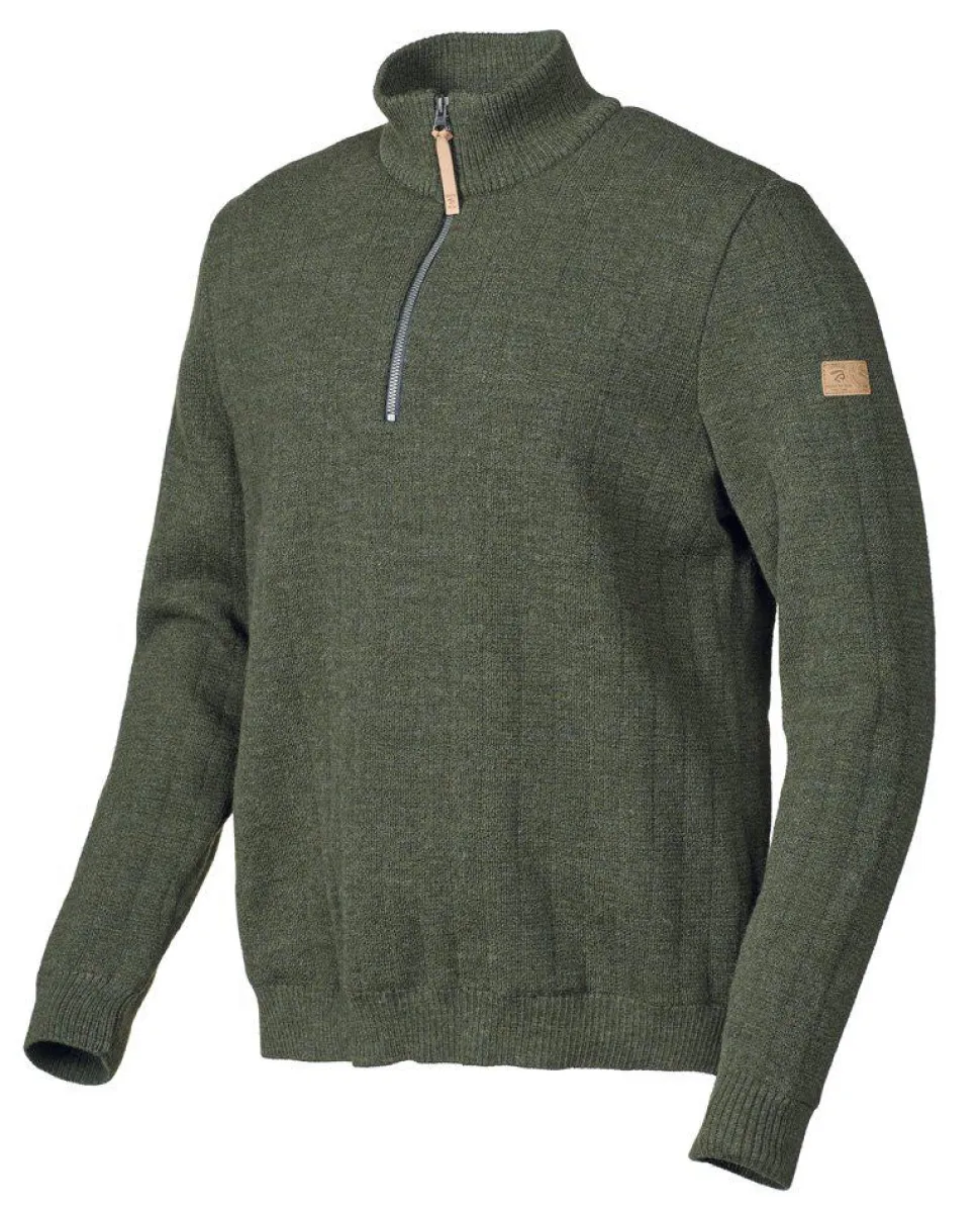 HUGO HALF ZIP, WINDBREAKER, 100% ULL — LODEN GREEN