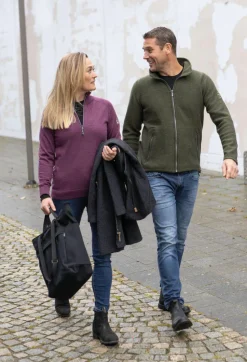 JANA HALF ZIP, 100% EXTRA FINE MERINOULL — PURPLE