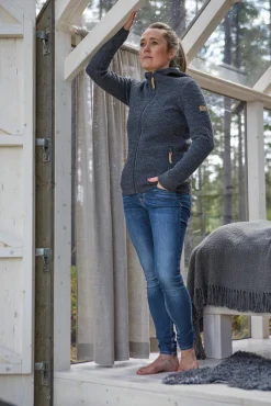 MOREL HOOD FEMALE, 60% FILTAD ULL, 40% LYOCELL — DENIM