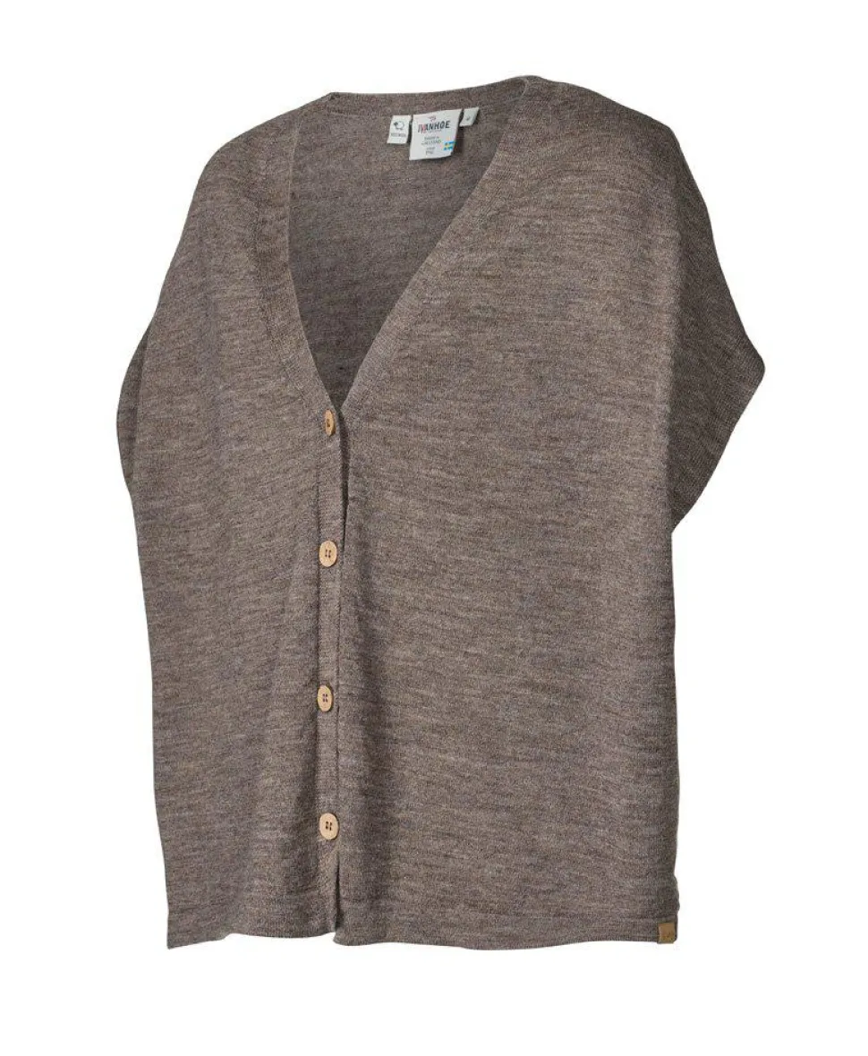 NLS POPPY PONCHO, 100% OFÄRGAD ULL — NUTMEG