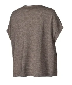NLS POPPY PONCHO, 100% OFÄRGAD ULL — NUTMEG
