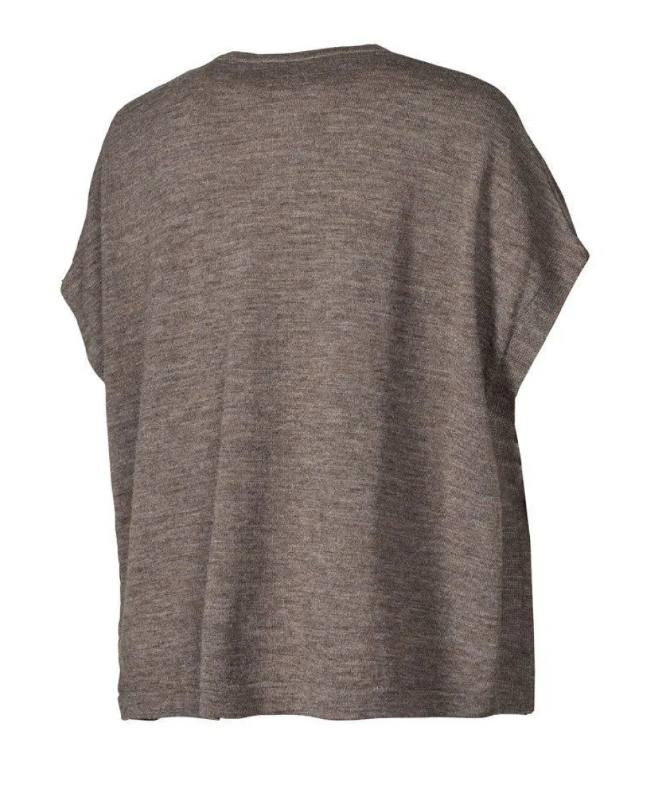 NLS POPPY PONCHO, 100% OFÄRGAD ULL — NUTMEG