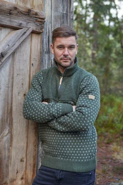 SVERRE HALF ZIP, 100% ULL — NAVY