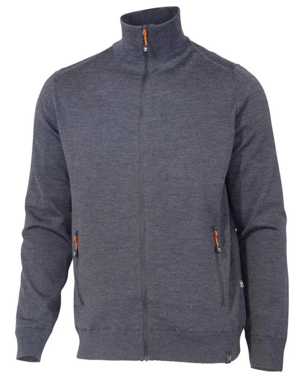 YORK FULL ZIP WINDBREAKER, 100% EXTRA FINE MERINOULL — GRAPHITE MARL