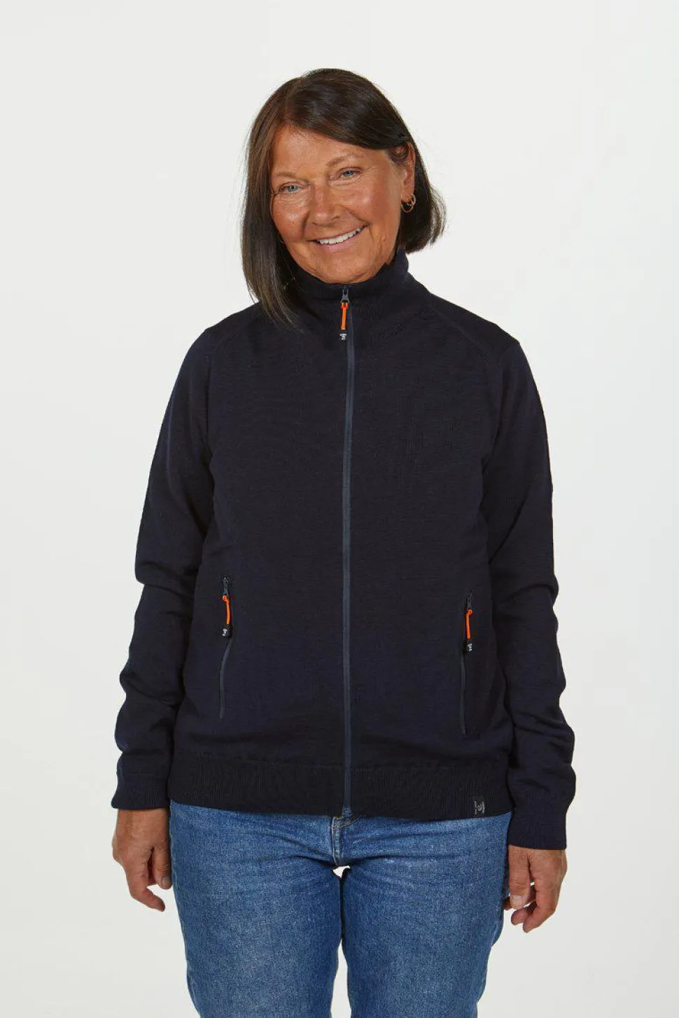 YORK FULL ZIP WINDBREAKER, 100% EXTRA FINE MERINOULL — DENIM