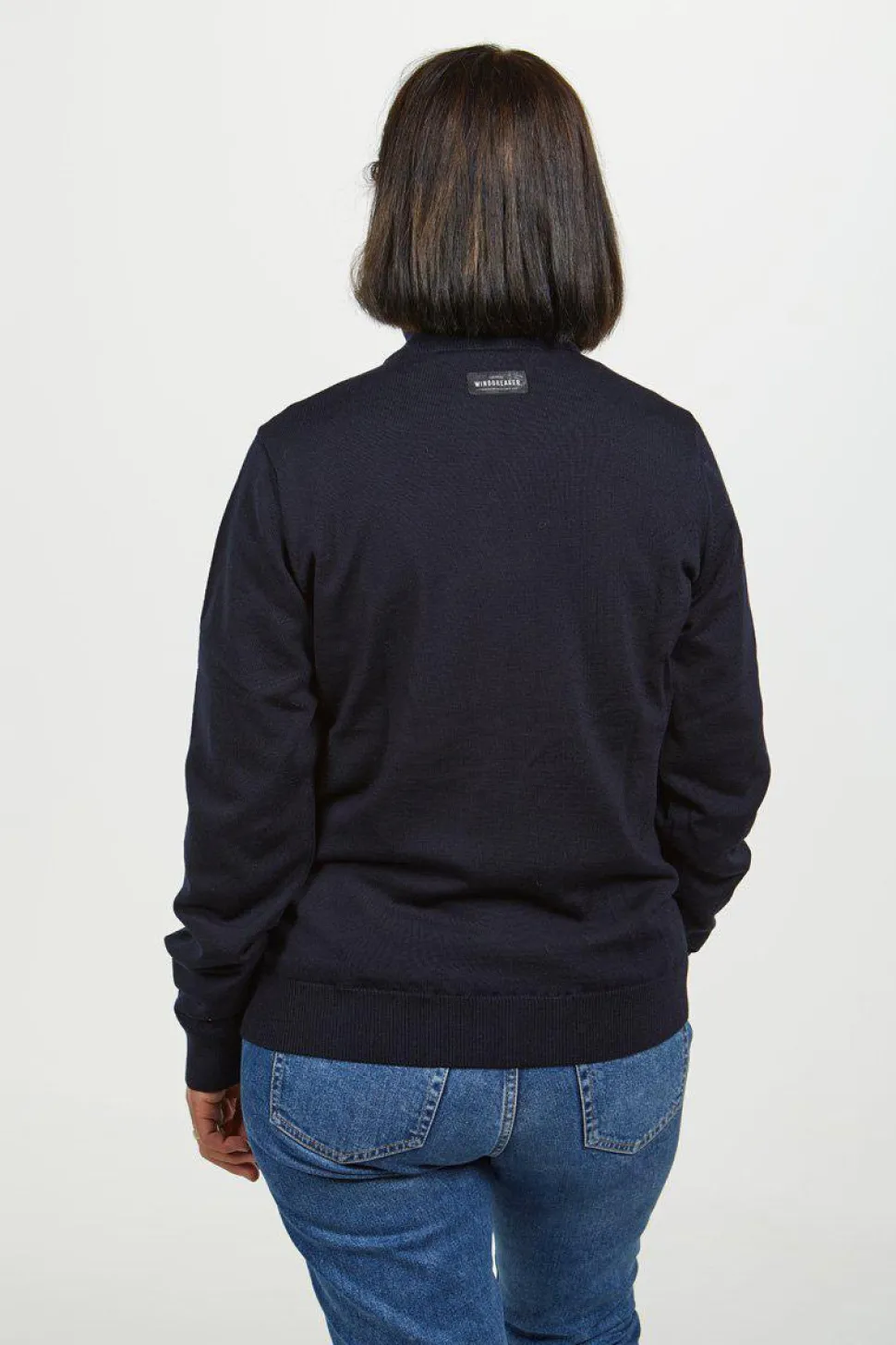 YORK FULL ZIP WINDBREAKER, 100% EXTRA FINE MERINOULL — DENIM