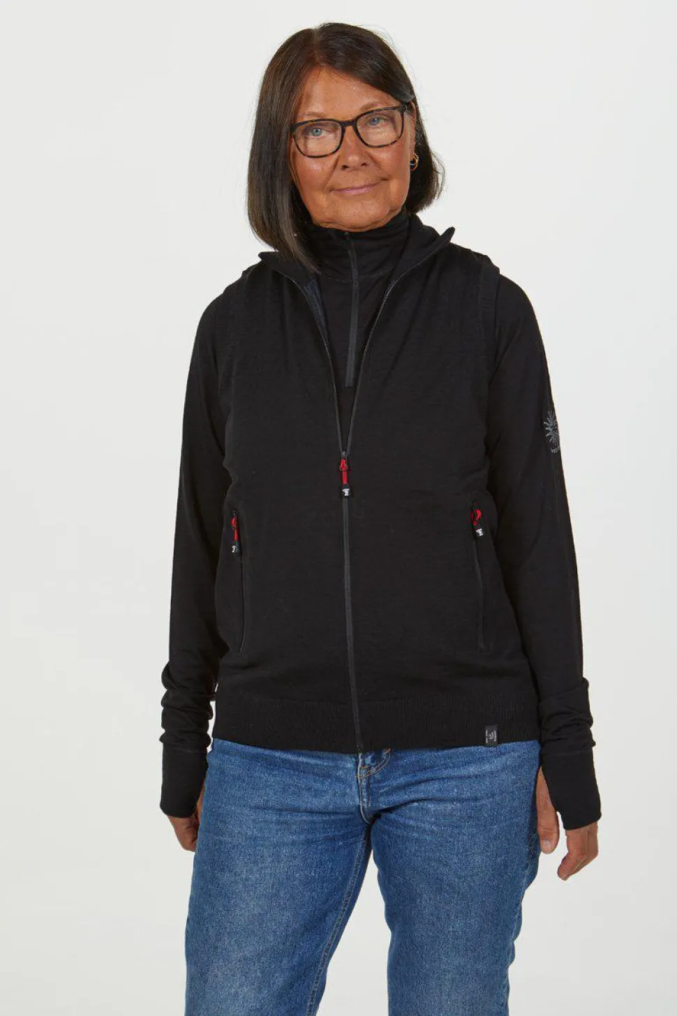 YORK VEST WINDBREAKER , 100% EXTRA FINE MERINOULL — BLACK